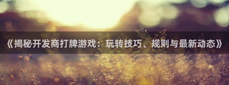 沐鸣娱乐是干嘛的：《揭秘开发商打牌游戏：