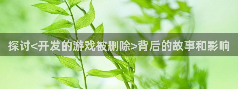 沐鸣代理注册：探讨<开发的游戏被删除>背
